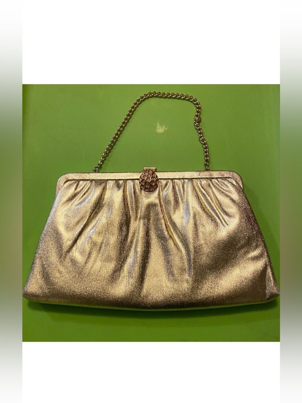 VTG,HL USA Glamorous Gold Chain Clutch Handbag